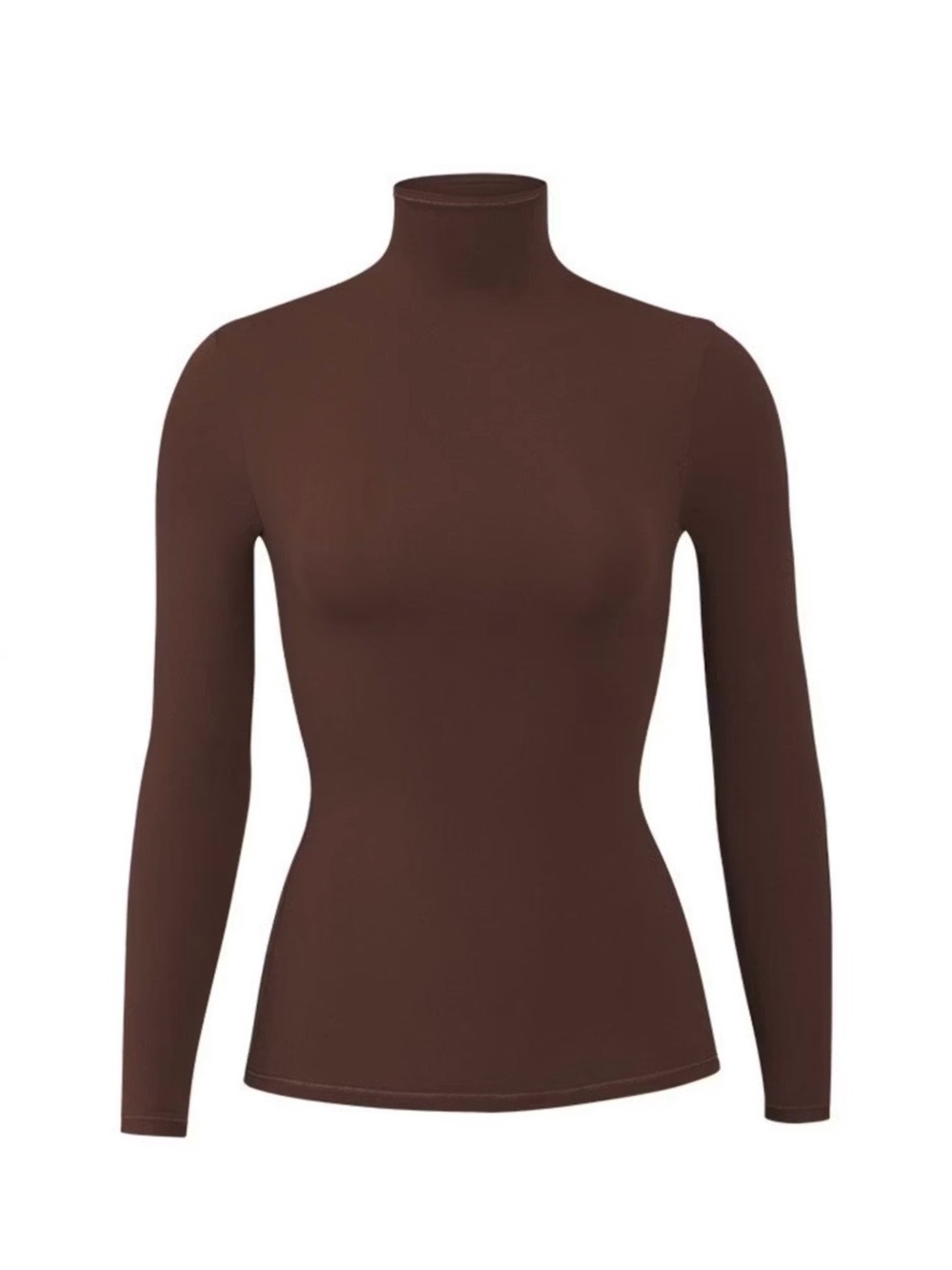 SKIMS Chocolate Brown Mock Neck Long Sleeve Top